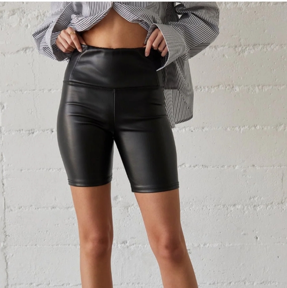 Crescent Pants - CRESCENT Clyde Vegan Leather Biker Shorts